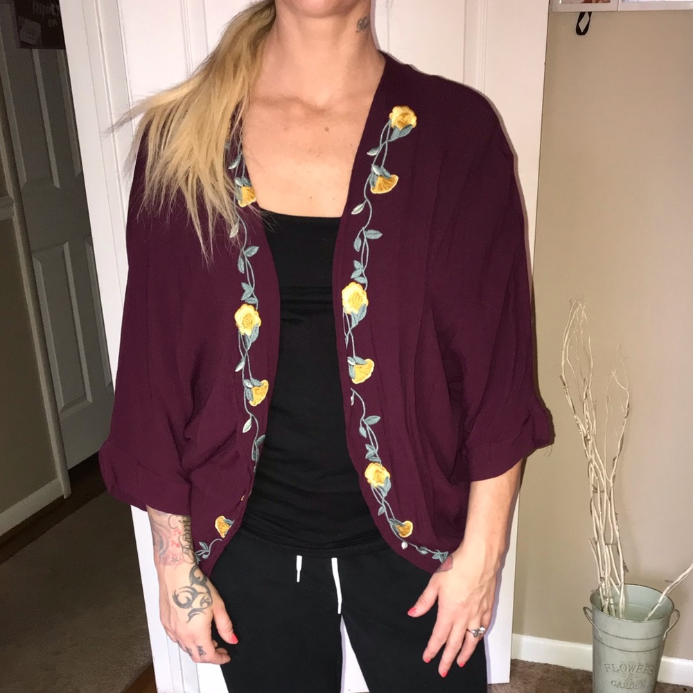 Forever 21 size small maroon silky cover up shawl
